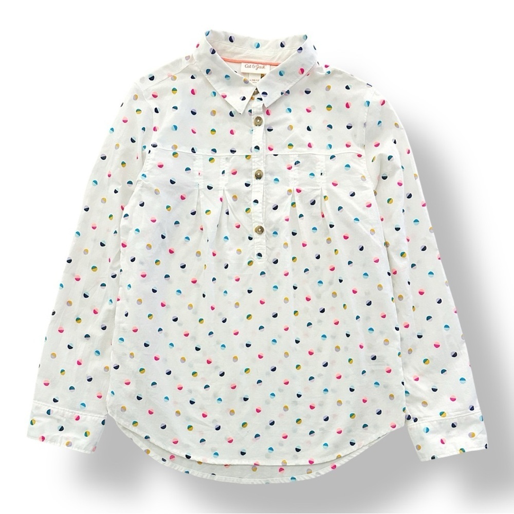 Janie & Jack | Confetti Print Pintuck Blouse (L)